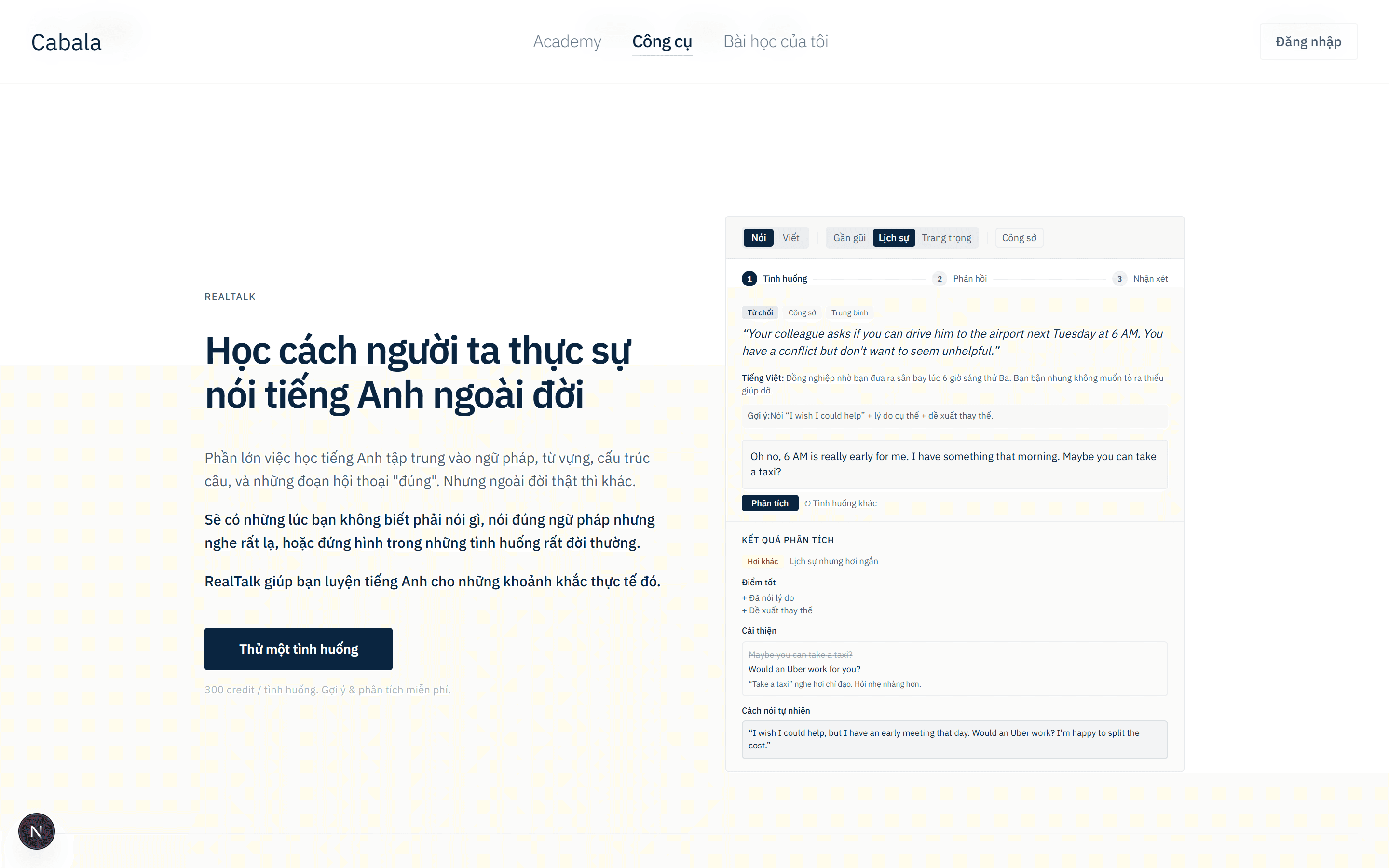 RealTalk — giao diện thực hành